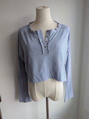 Free People Pink And Green Stripe Top